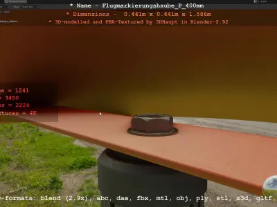 Flugmarkierungshaube mit Aluminiumpfosten 400mm Low-poly 3D model