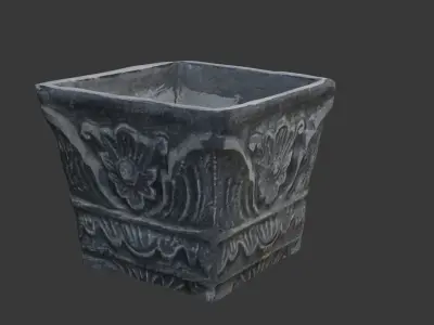  Ornate Stone Planter 3D Scan Low-poly 3D model