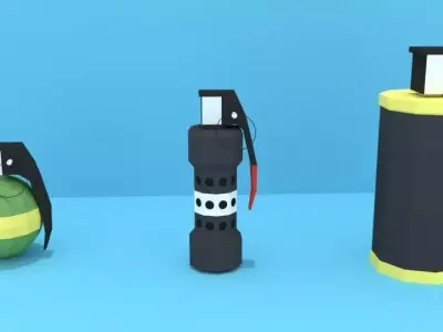 Low Poly Grenades three different Free low-poly 3D model