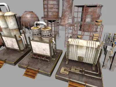 Industrial Construction Site 3D Asset Pack PBR Textured Low-poly 3D model