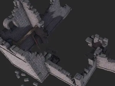 Castle Ruins Low-poly 3D model
