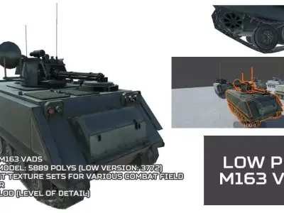 Low Poly M163 VADS Low-poly 3D model