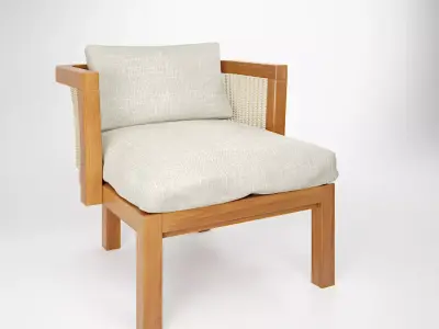 GlampSofa S lounge chair in teak and linen Free 3D model