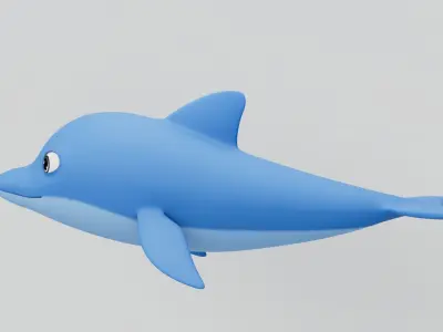 Rigged Cartoon Dolphin 3D model