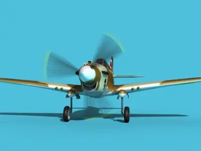 Curtiss P-40B Tomahawk V05 RAF 3D model
