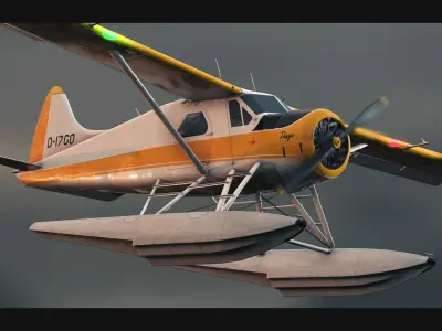 DHC-2 Beaver Seaplane Low-poly 3D model