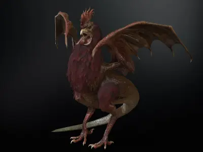  Kurolisk is an ancient Slavic monster Low-poly 3D model