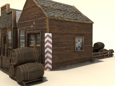 Low Poly Wild West Buildings Low-poly 3D model