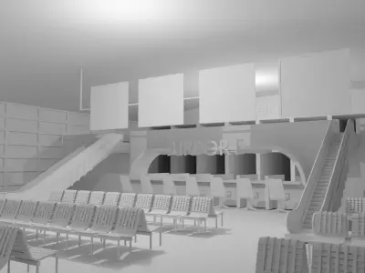 Airport interior - No Material Low-poly 3D model