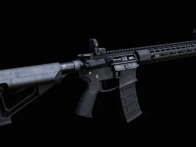 AR 15 AAA Game Asset Without Accessories Low-poly 3D model