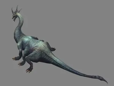 A six legged dragon monster - mosasaur Low-poly 3D model