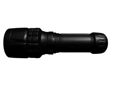Sleek Black Tactical Flashlight 3D model