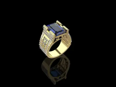 Genuine Gems Men Octagon Ring Low-poly 3D model