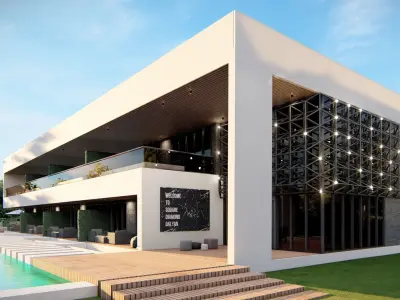 Contemporary Architectural 3D Model with Integrated Pool Design 3D model