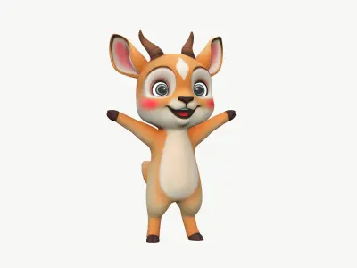 High-Quality Stylized Character Cartoon Gazelle 3D model