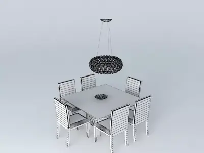 Table dining and chairs Free 3D model