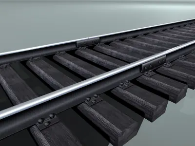 Railway track woody sleepers Low-poly 3D model