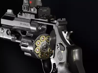 Game Ready R8 Revolver - Model and Textures  Low-poly 3D model