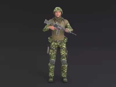 Soldier Rigged Low-poly 3D model