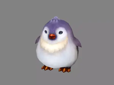 Cartoon baby penguin Low-poly 3D model