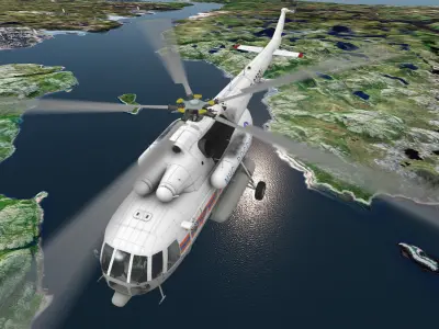 Mi-8MTV Russian Emercom Animated Low-poly 3D model