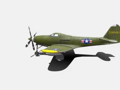 Bell P-63 Kingcobra American Fighter Aircraft Low-poly 3D model
