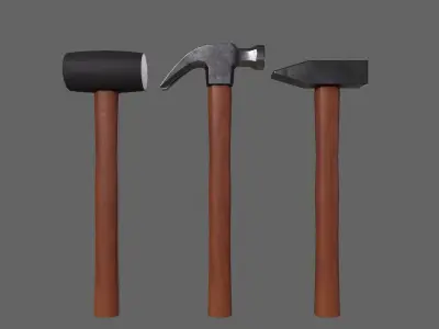 PBR Hammer Low-poly 3D model