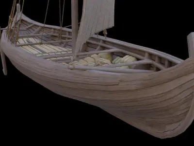 Wooden Sail Boat Low-poly 3D model
