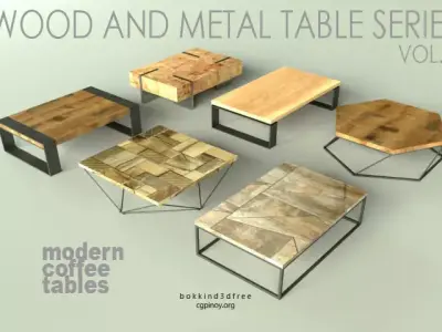 Wood and metal table series vol 1 Free 3D model