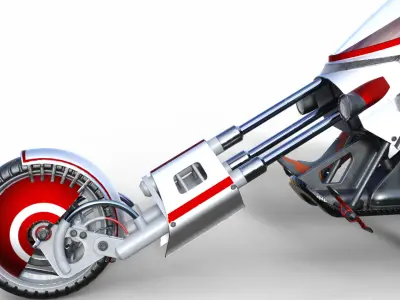 Cyberpunk Girl with bike - Rigged 3D model