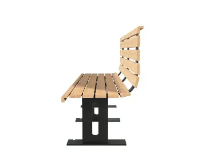 Bench09 park bench with slats Low-poly 3D model