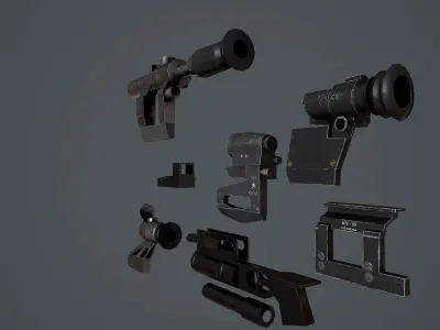 Pak Russian weapons accessories Low-poly 3D model