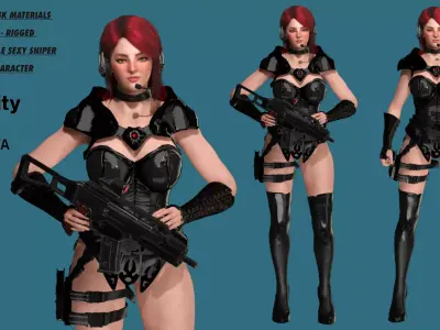 AAA 3D REALISTIC CHARACTER SEXY SNIPER - HUMAN RIG GAME READY Low-poly 3D model