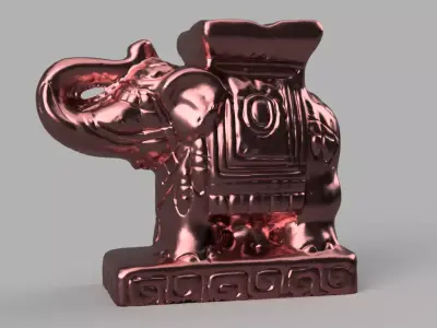 Elephant bronze statue of 3D print model