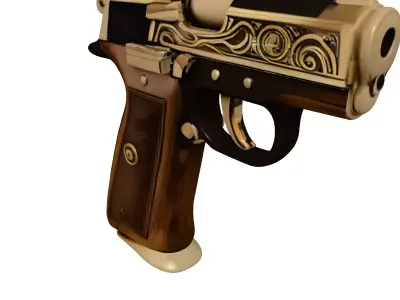 Worn Wooden Pistol Grip 3D model