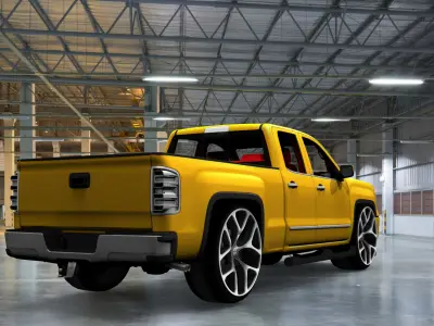 customized yellow GMC Sierra 3D model