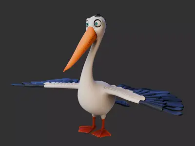 Pelican cartoon 3D model