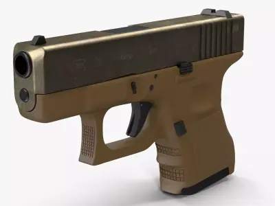 Glock 26 Brown Rough Low-poly 3D model