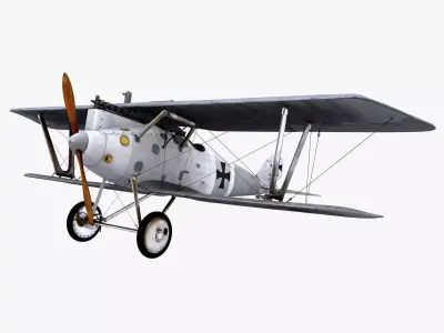 German Biplane Pfalz DIII WWI Plane Low-poly 3D model