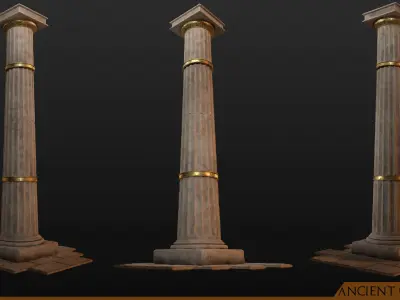 Ancient Greek Dorric Pillar and Mettalic Brazier 3D model