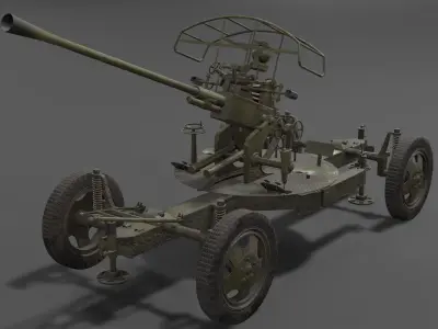 37 mm automatic air defense gun M1939 61-K Low-poly 3D model