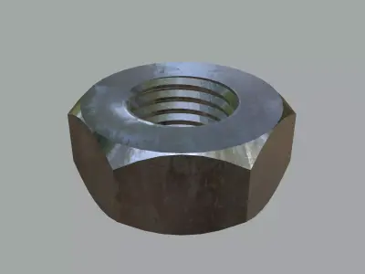 Steel Stained M10 Hex Nut with PBR 4K Textures 3D model