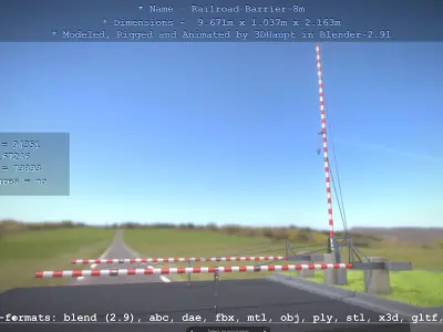 Railroad Barrier 8m High-Poly 3D model