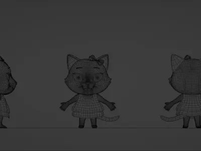 LITTLE CUTE CARTOON CAT 3D MODEL Low-poly 3D model