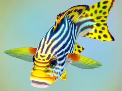 Fish Sweetlips and grunt Low-poly 3D model