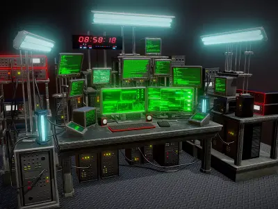 Retro Computer Workstation Low-poly 3D model