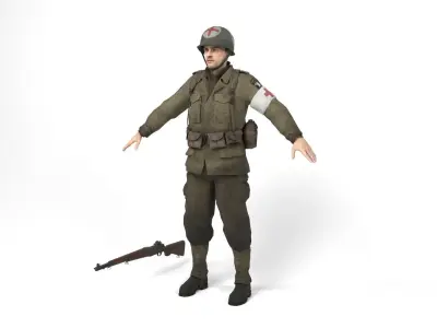 Medical allied soldier Low-poly 3D model