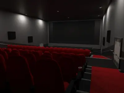 Cinema - Low Poly chair with popcorn and glasses Low-poly 3D model