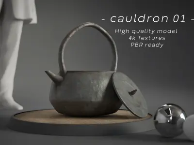 Cauldron iron teapot Free 3D model