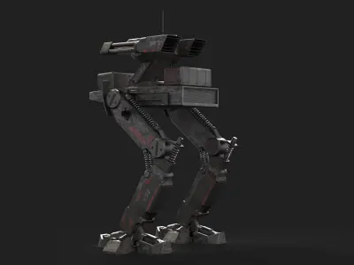 Mech Robot Two Legs Combat Sci-Fi Low-poly 3D model